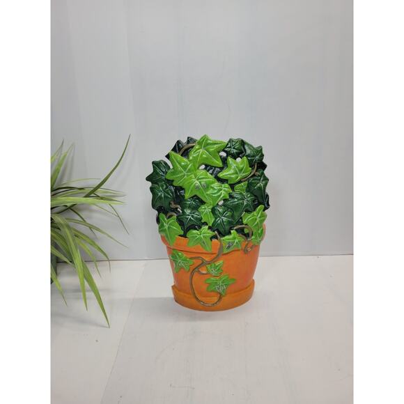 Vintage Doorstop Ivy Terracotta Planter, Cast Iron Bookend Shabby Chic Decor - Picture 1 of 4